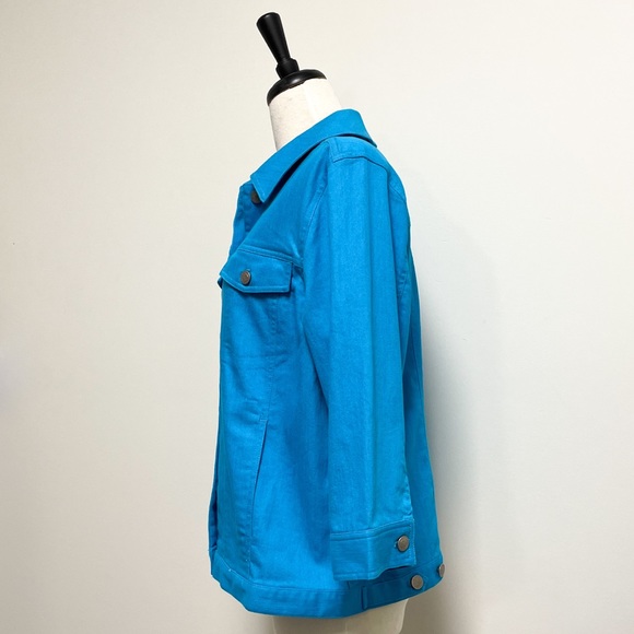 EUC Denim & Co Blue 3/4 Sleeve Button Stretch - Picture 4 of 7